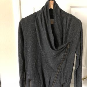 Nation Diagonal Zip sweater. Charcoal Gray. Size XS.
